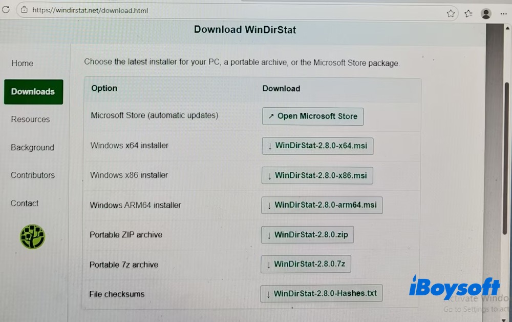 WinDirStat x64 installer