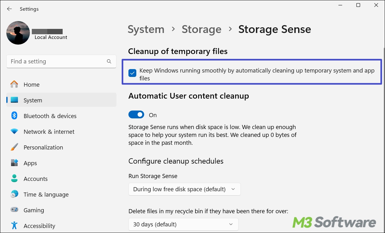 Windows Storage Sense