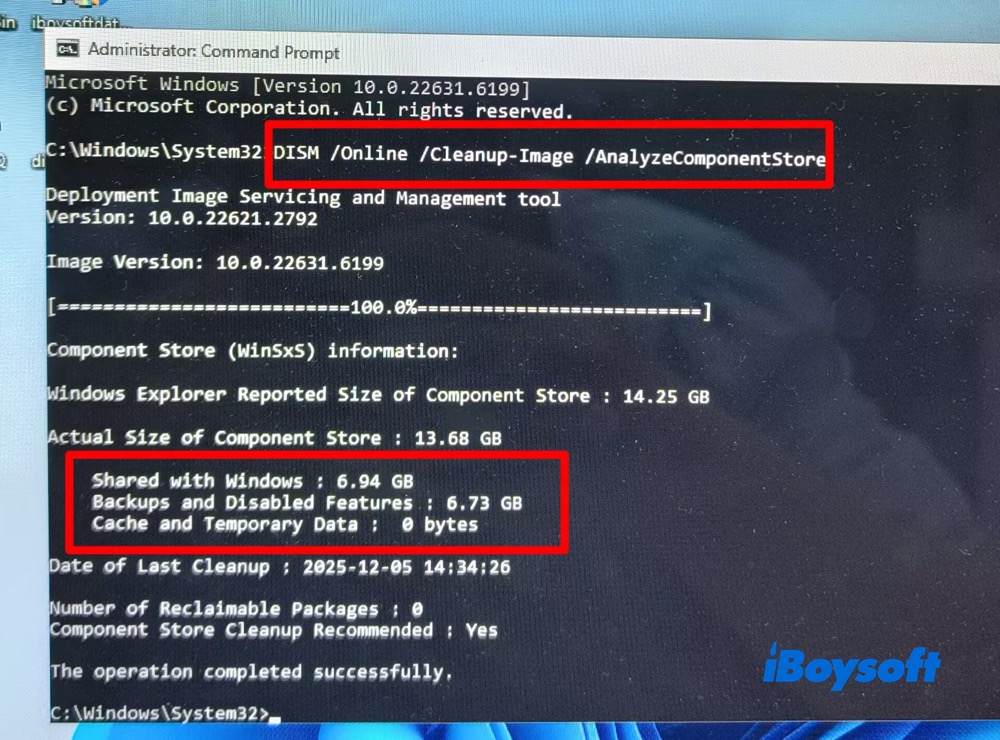 Analyze Windows component store