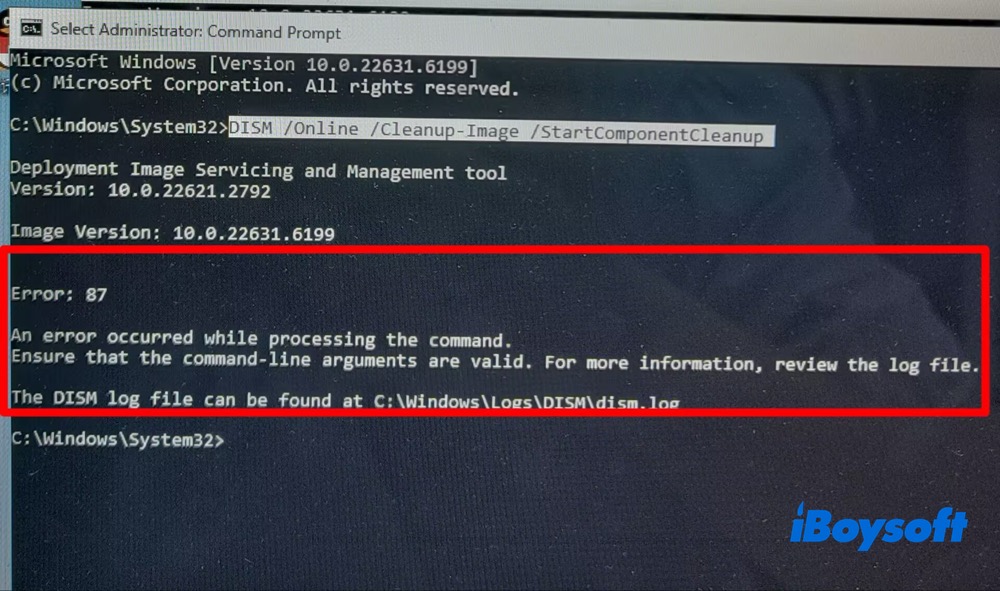 Error 87 in Command Prompt