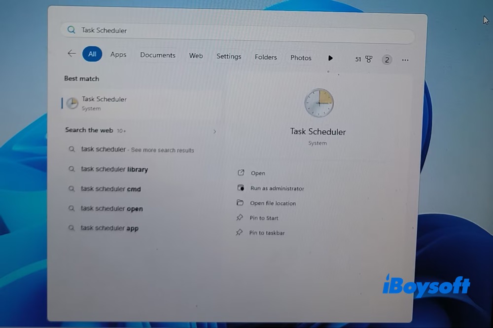 Find Task Scheduler in Start