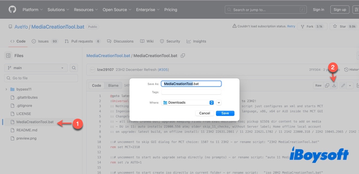 Downloading Media Creation Tool Wrapper in Github