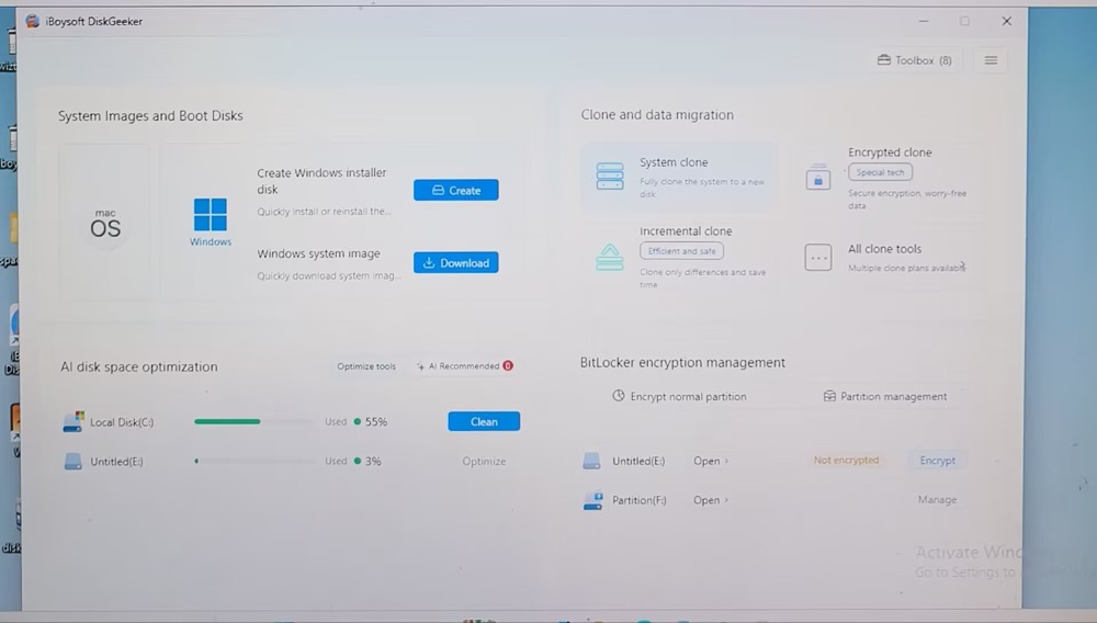 iBoysoft DiskGeeker home screen