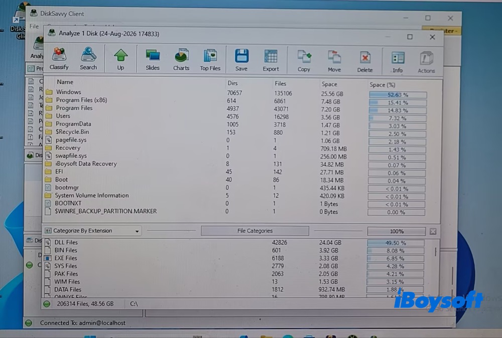 DIskSavvy analysis result