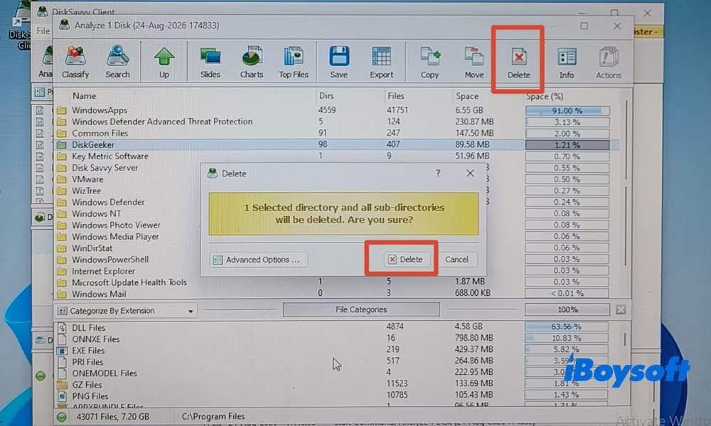DiskSavvy delete unwanted files
