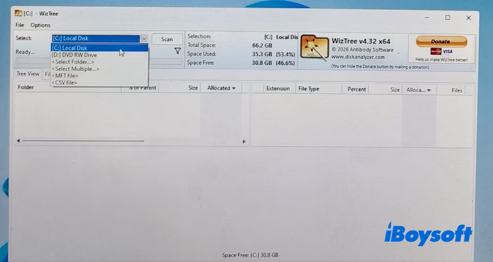 Select C drive