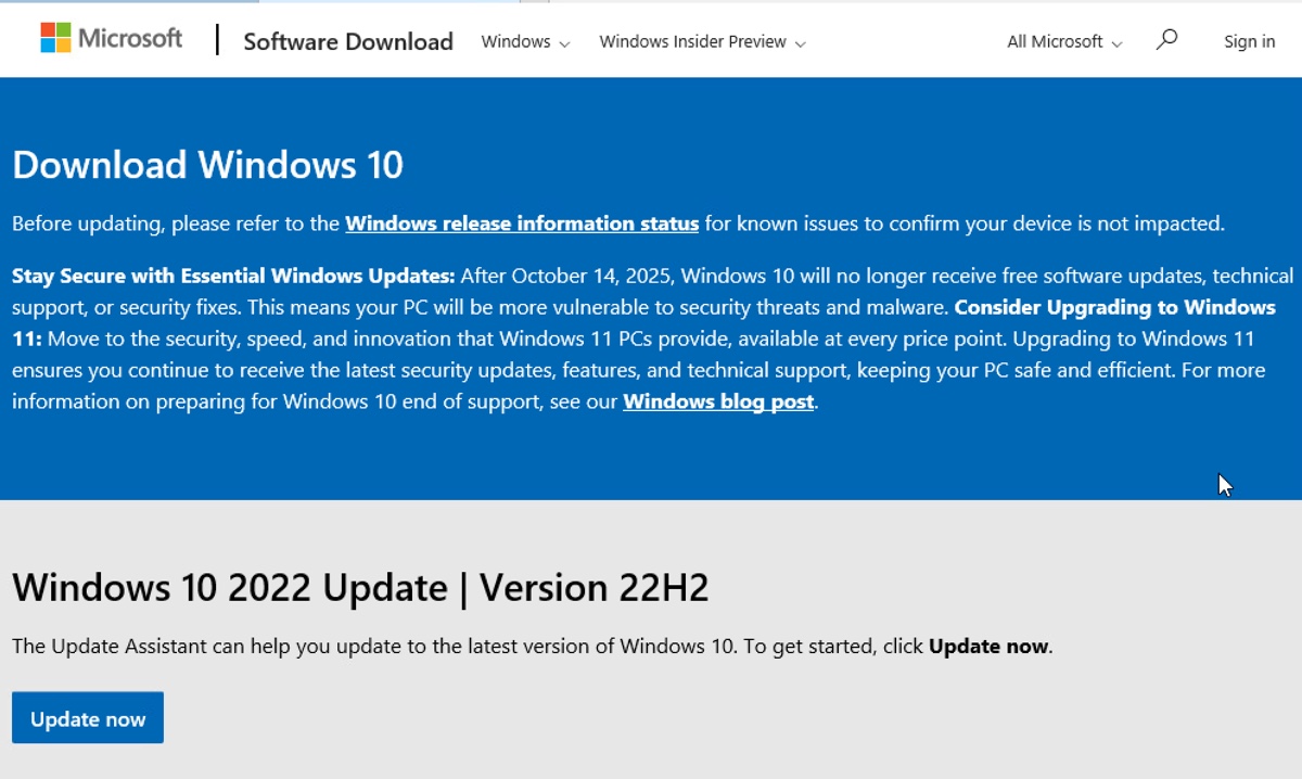 Download Windows 10 Update Assistant