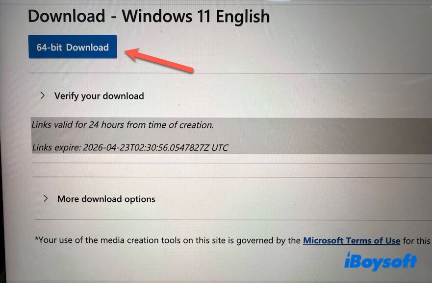 click download Windows 11 button