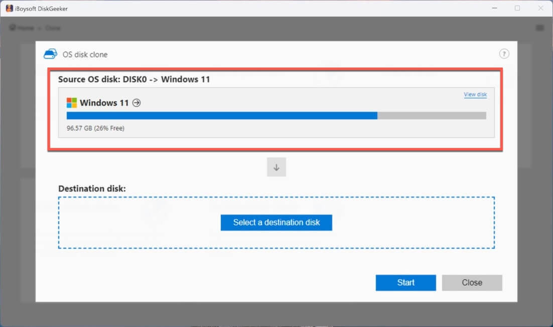 confirm the source disk before cloning Windows 11 OS partition