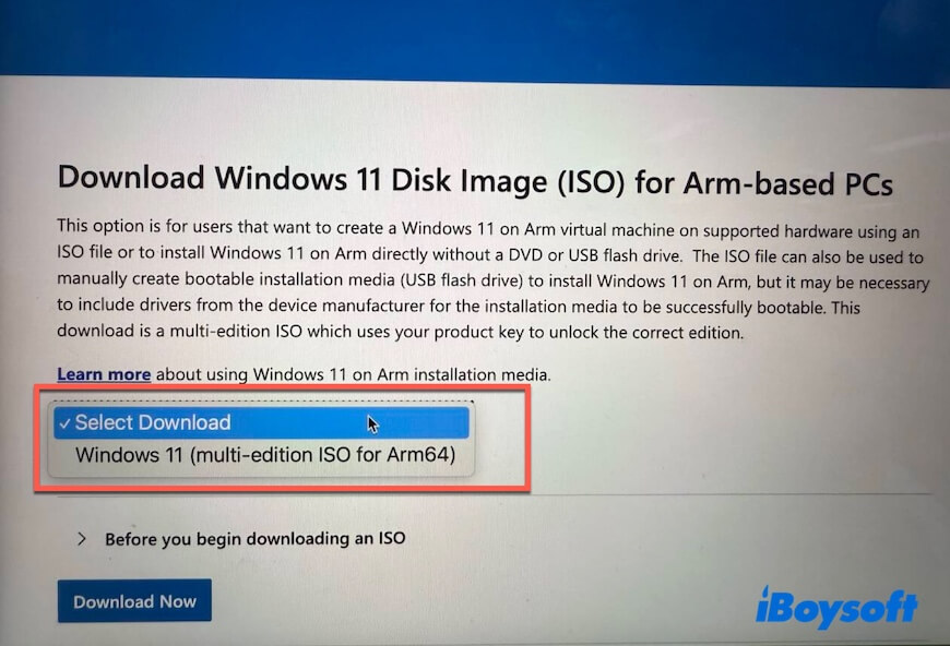 select Windows 11 ISO for ARM64