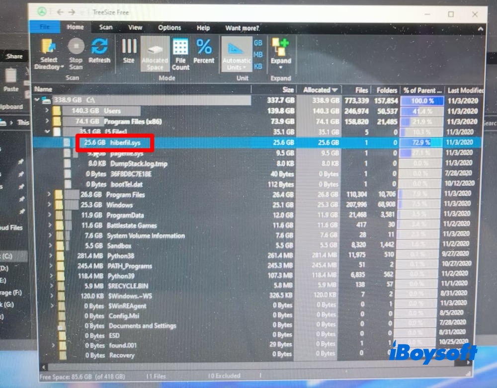 remove hiberfil.sys