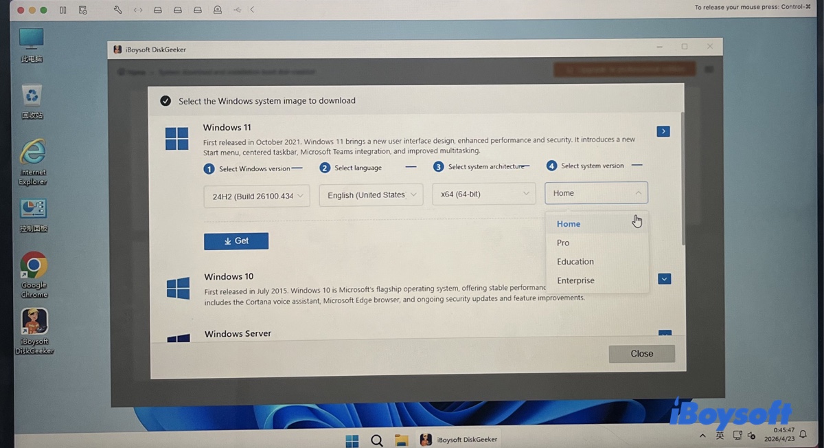 Selecting a Windows 11 edition