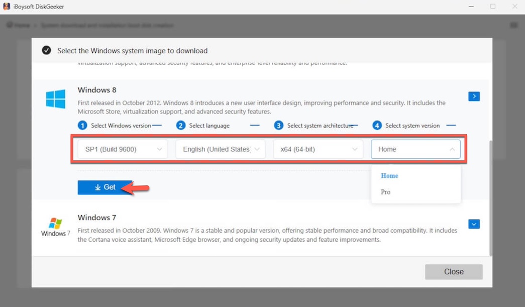 select Windows 8 edition